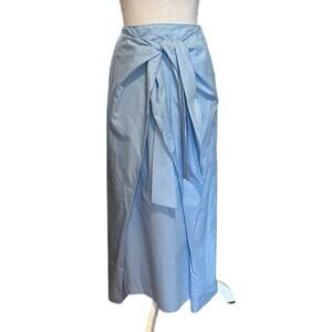 Joseph 34 US 2 Perrin Tie front Cotton Silk Blend
Poplin Midi Skirt Light Blue